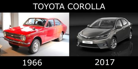 эволюция Тойоты Короллы с 1966 по 2017 гг